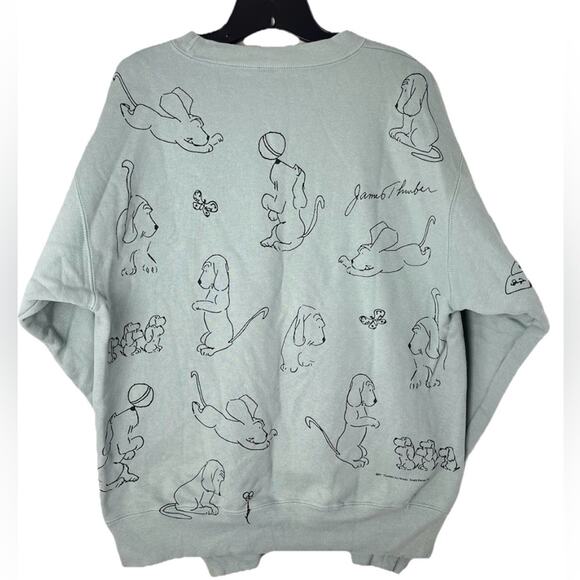 Vintage James Thurber Dog Art Fun Cartoon Casual Sweatshirt - Picture 2 of 13